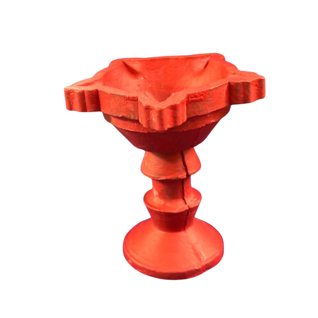 LOTUS Hand Painted Saffron Agal vilakku  Standing